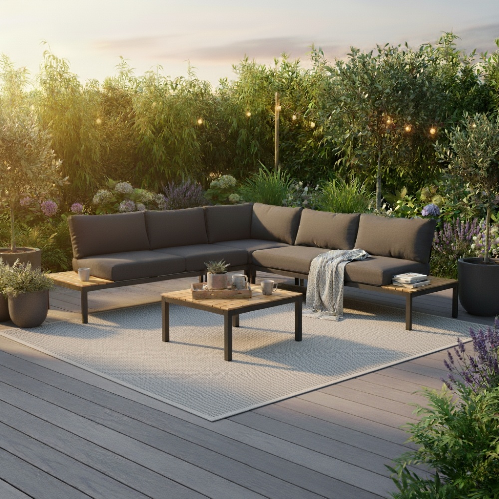 Brest hoek loungeset 5 personen | aluminium | antraciet | 4-delig - 229x229cm