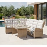 Glasgow dining loungeset 6 personen | wicker | Royal Sand | 3-delig - 258x202cm