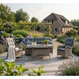 Glasgow stoel-bank loungeset 5 personen | wicker + aluminium | Ash Grey | 4-delig