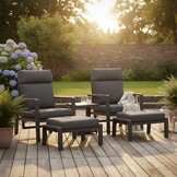 Manhattan lounge balkonset - verstelbaar 2 personen | aluminium + polywood | antraciet | 5-delig