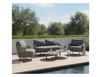 Orly stoel-bank loungeset 4 personen | aluminium | antraciet | 5-delig