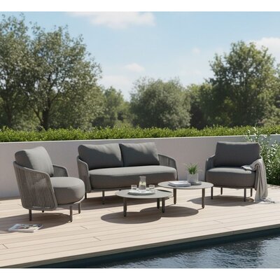 Orly stoel-bank loungeset 4 personen | aluminium | antraciet | 5-delig