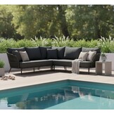 Palermo hoek loungeset 5 personen | aluminium + touw | Lava Grey | 4-delig - 230x230cm