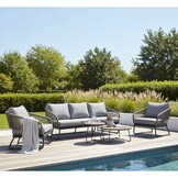 Savanna stoel-bank loungeset 5 personen | aluminium + touw | antraciet | 5-delig