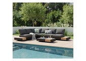 Verona hoek loungeset met all weather kussens 6 personen | aluminium + teakhout | antraciet | 4-delig - 345x275cm