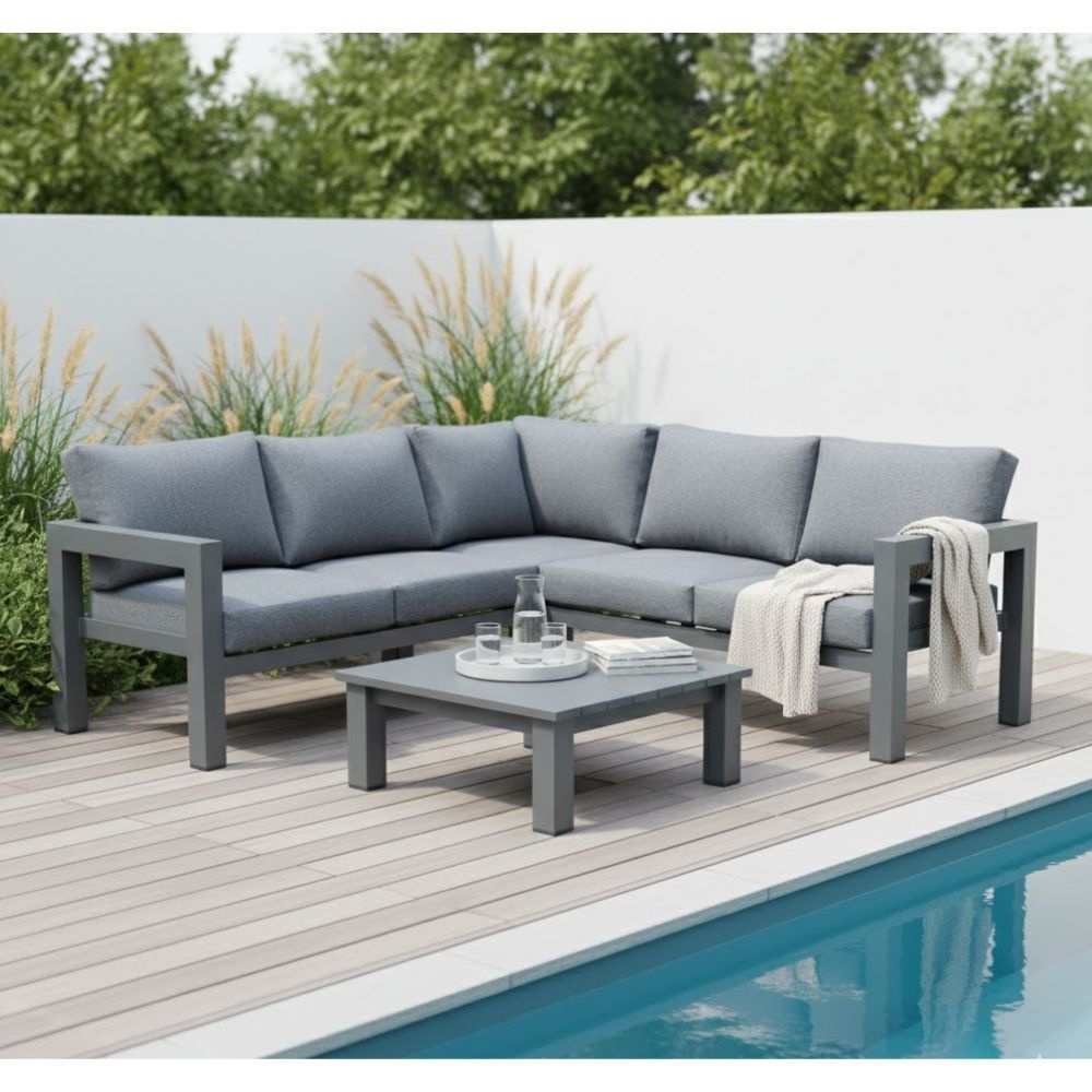 Toronto hoek loungeset 5 personen | aluminium | antraciet | 4-delig - 220x220cm