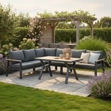 Lola dining loungeset 6 personen | aluminium + polywood | antraciet | 3-delig - 288x220cm