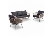 Flow stoel-bank loungeset 5 personen | wicker + betonlook | bamboo antraciet | 3-delig