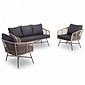 BUITEN living Flow stoel-bank loungeset 5 personen | wicker + betonlook | bamboo antraciet | 3-delig