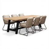 James/Portofino Sahara Dust dining tuinset | 6 personen | teakhout + touw | 260cm