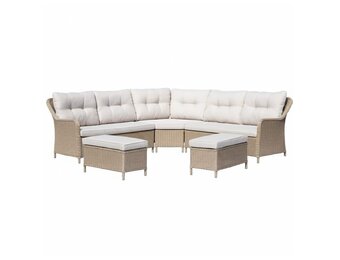 Arizona dining loungeset 7 personen | wicker + aluminium | Royal Sand | 5-delig - 245x245cm | zonder tafel