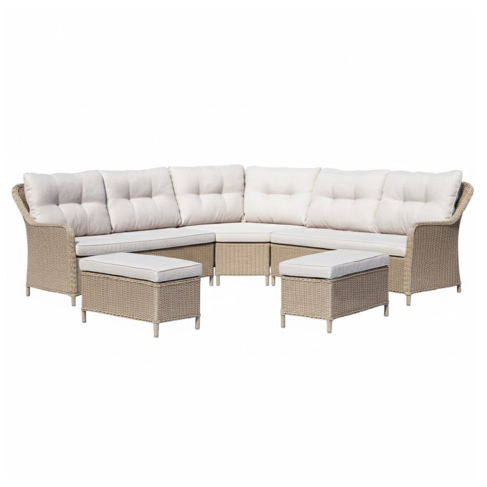 Arizona dining loungeset 7 personen | wicker + aluminium | Royal Sand | 5-delig - 245x245cm | zonder tafel