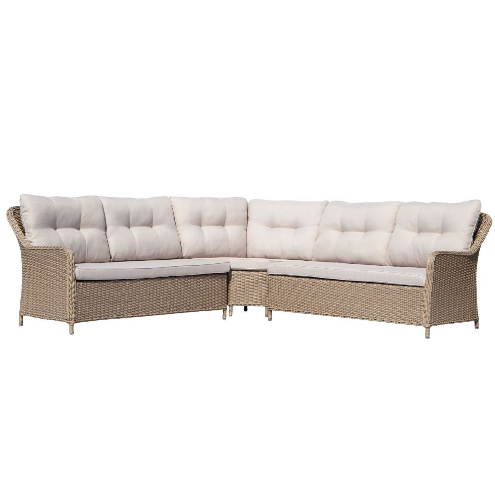 Arizona dining loungeset 7 personen | wicker + aluminium | Royal Sand | 5-delig - 245x245cm | zonder tafel