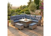 Arizona dining loungeset 7 personen | wicker + aluminium | Ash Grey | 6-delig - 245x245cm