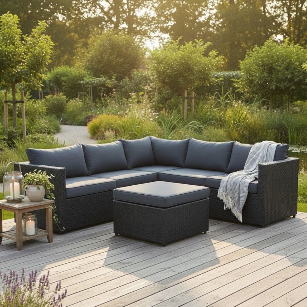 Asker hoek loungeset 5 personen | wicker | Ash Grey | 4-delig - 210x210cm