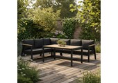 Gerona dining loungeset 6 personen | aluminium + teakhout | antraciet | 4-delig - 263x203cm