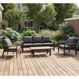 Lola stoel-bank loungeset 5 personen | aluminium + polywood | antraciet | 4-delig