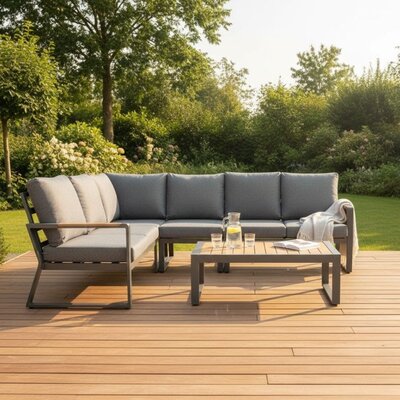 Vancouver hoek loungeset 5 personen | aluminium + polywood | antraciet | 5-delig - 270x210cm