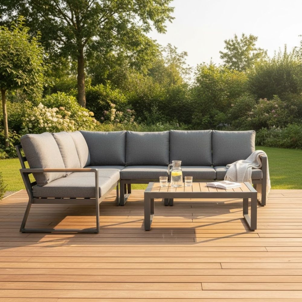 Vancouver hoek loungeset 5 personen | aluminium + polywood | antraciet | 5-delig - 270x210cm