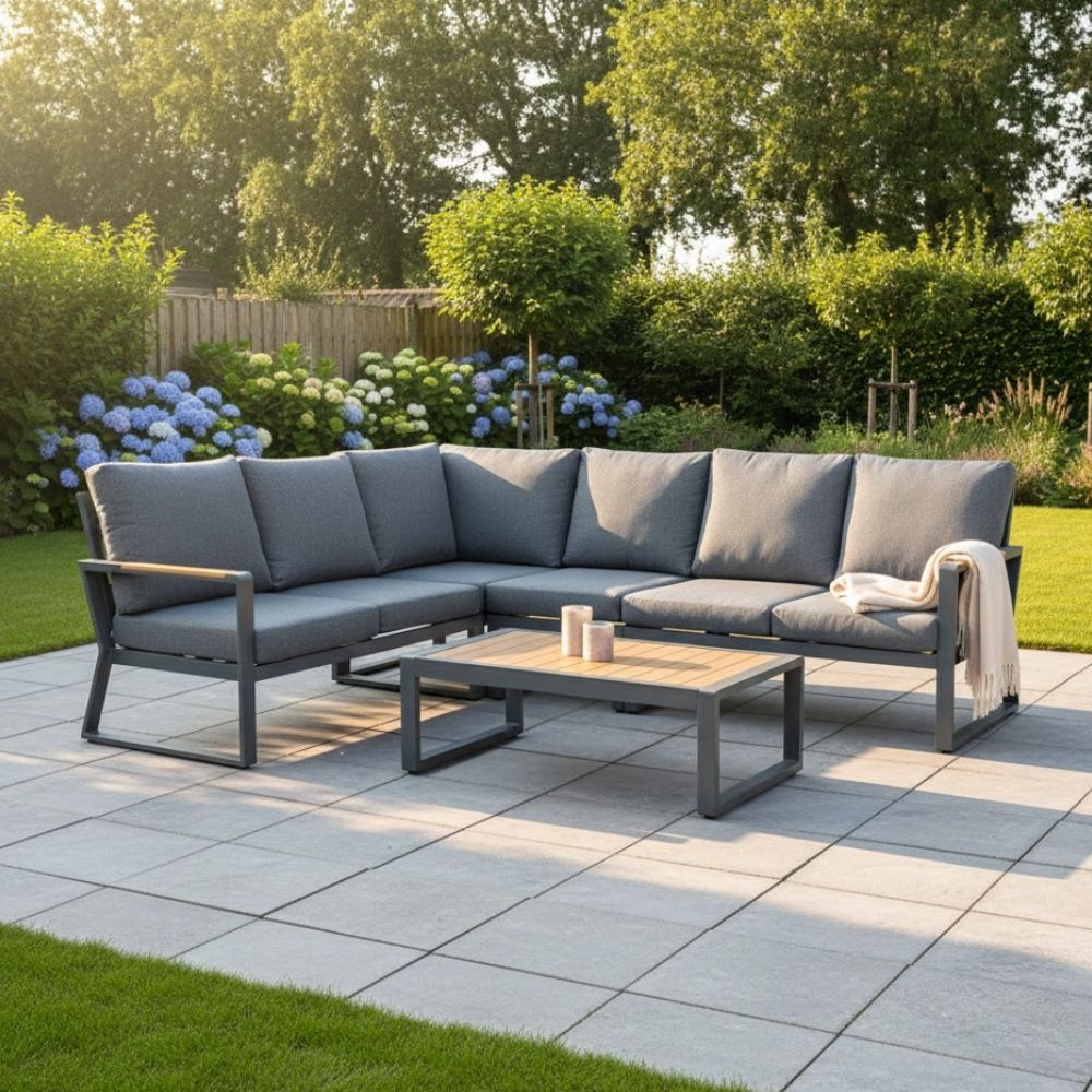 Vancouver hoek loungeset 5 personen | aluminium + polywood | antraciet | 5-delig - 270x210cm