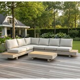 Vegas hoek loungeset-links 6 personen | aluminium + polywood | beige | 4-delig - 311x230cm