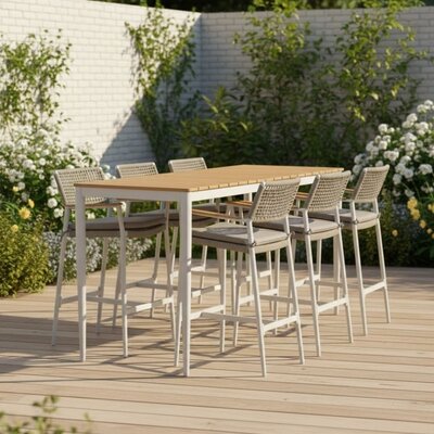 Sandro barset 7-delig | aluminium + teakhout | 210cm