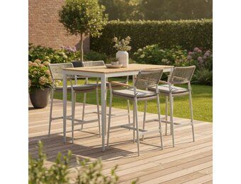 Sandro barset 5-delig | aluminium + teakhout | 140cm