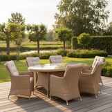 Madrid Royal Sand dining tuinset | 6 personen | wicker | 200cm ovaal