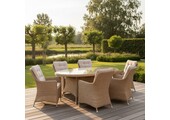 Madrid Royal Sand dining tuinset | 6 personen | wicker | 200cm ovaal