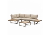 Titan hoek loungeset 4 personen | aluminium + hardhout | beige/Light teaklook | 3-delig - 247x167cm
