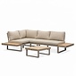 LUX outdoor living Titan hoek loungeset 4 personen | aluminium + hardhout | beige/Light teaklook | 3-delig - 247x167cm