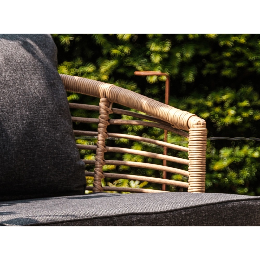 Logan loungestoel tuin | wicker + staal | Bamboo antraciet