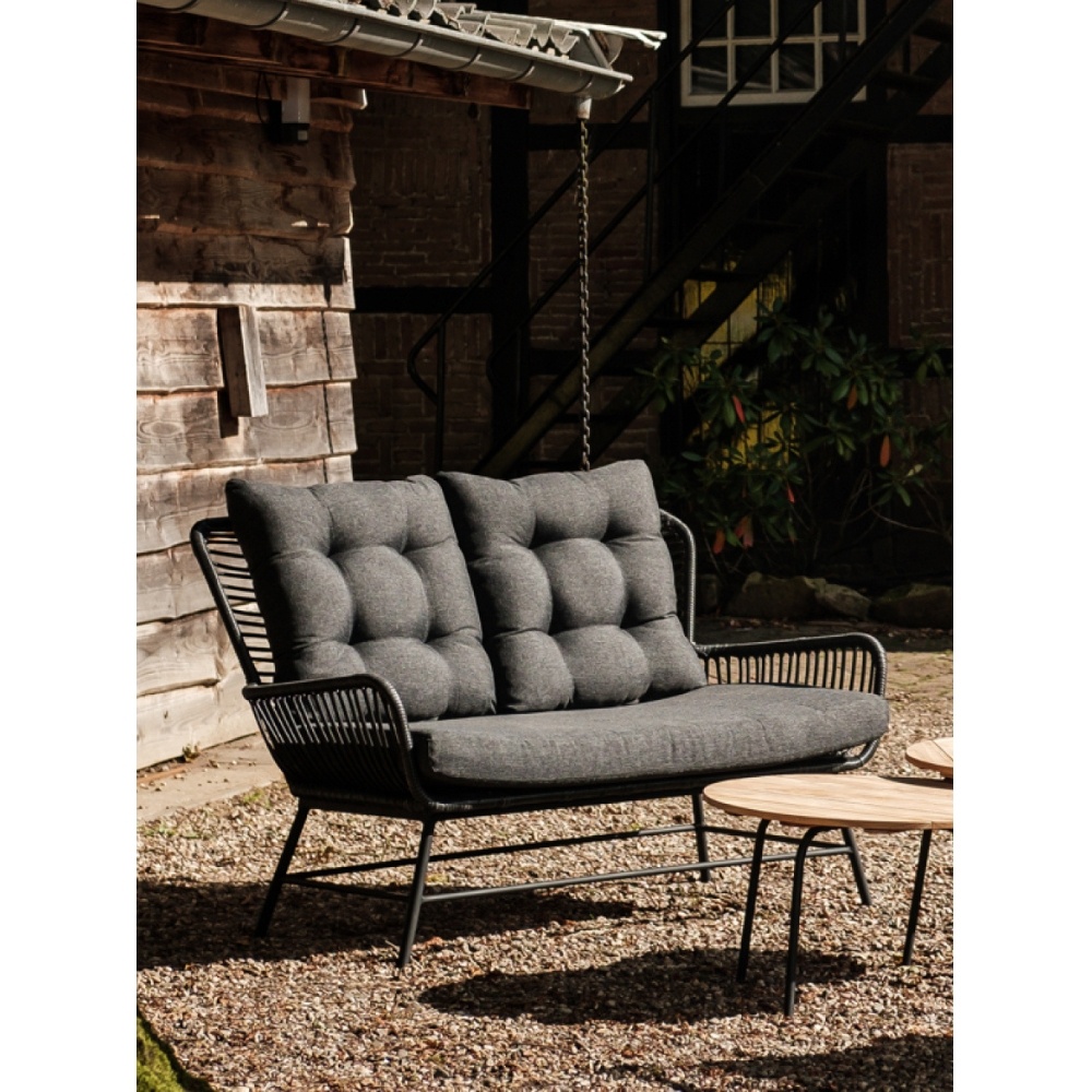 Dex loungebank | wicker + aluminium | Charcoal | 150cm
