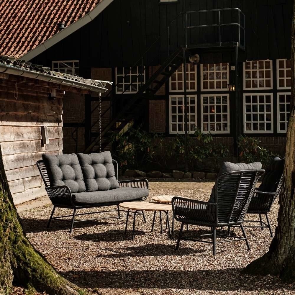 Dex loungebank | wicker + aluminium | Charcoal | 150cm