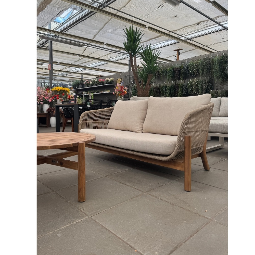Braga 2-zits tuinbank | touw + hardhout | zand | 168cm