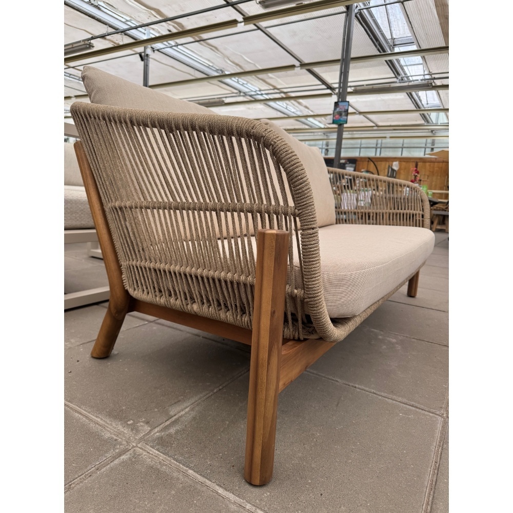 Braga 2-zits tuinbank | touw + hardhout | zand | 168cm