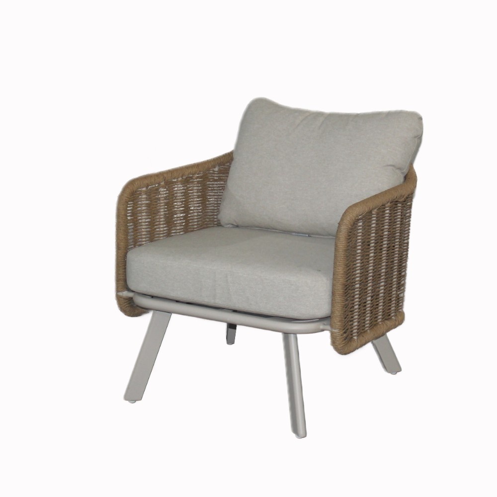 Bologna stoel-bank loungeset 5 personen | wicker + aluminium | beige | 5-delig