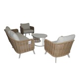 Bologna stoel-bank loungeset 5 personen | wicker + aluminium | beige | 5-delig