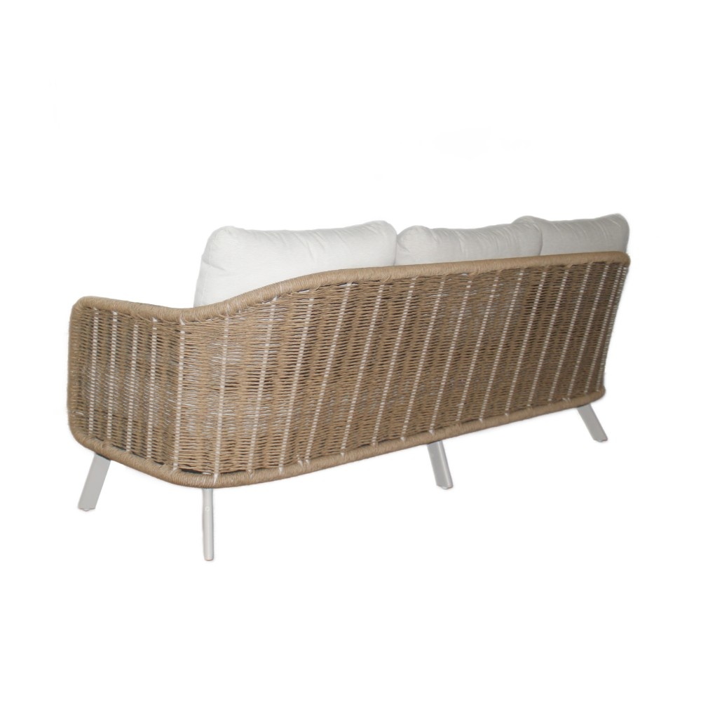 Bologna stoel-bank loungeset 5 personen | wicker + aluminium | beige | 5-delig