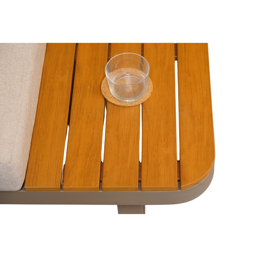 Montreal chaise longue balkon loungeset 4 personen | aluminium + polywood | beige | 3-delig