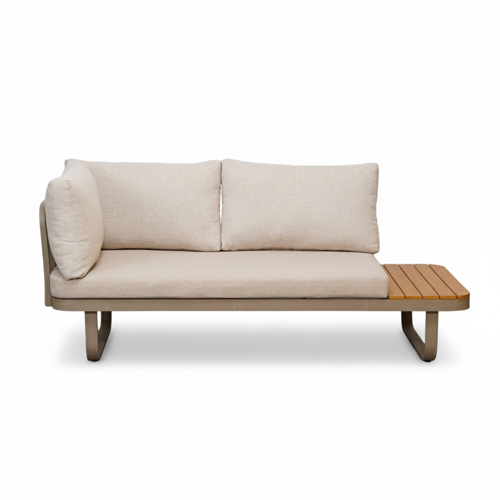 Montreal chaise longue balkon loungeset 4 personen | aluminium + polywood | beige | 3-delig