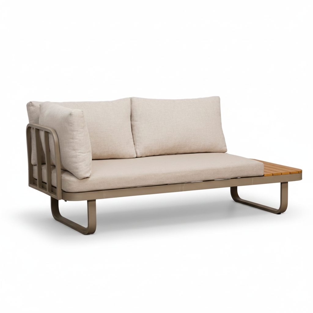 Montreal chaise longue balkon loungeset 4 personen | aluminium + polywood | beige | 3-delig