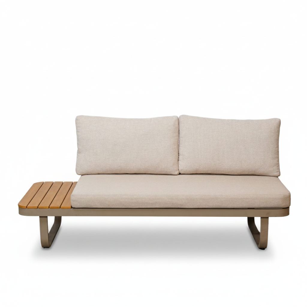 Montreal chaise longue balkon loungeset 4 personen | aluminium + polywood | beige | 3-delig