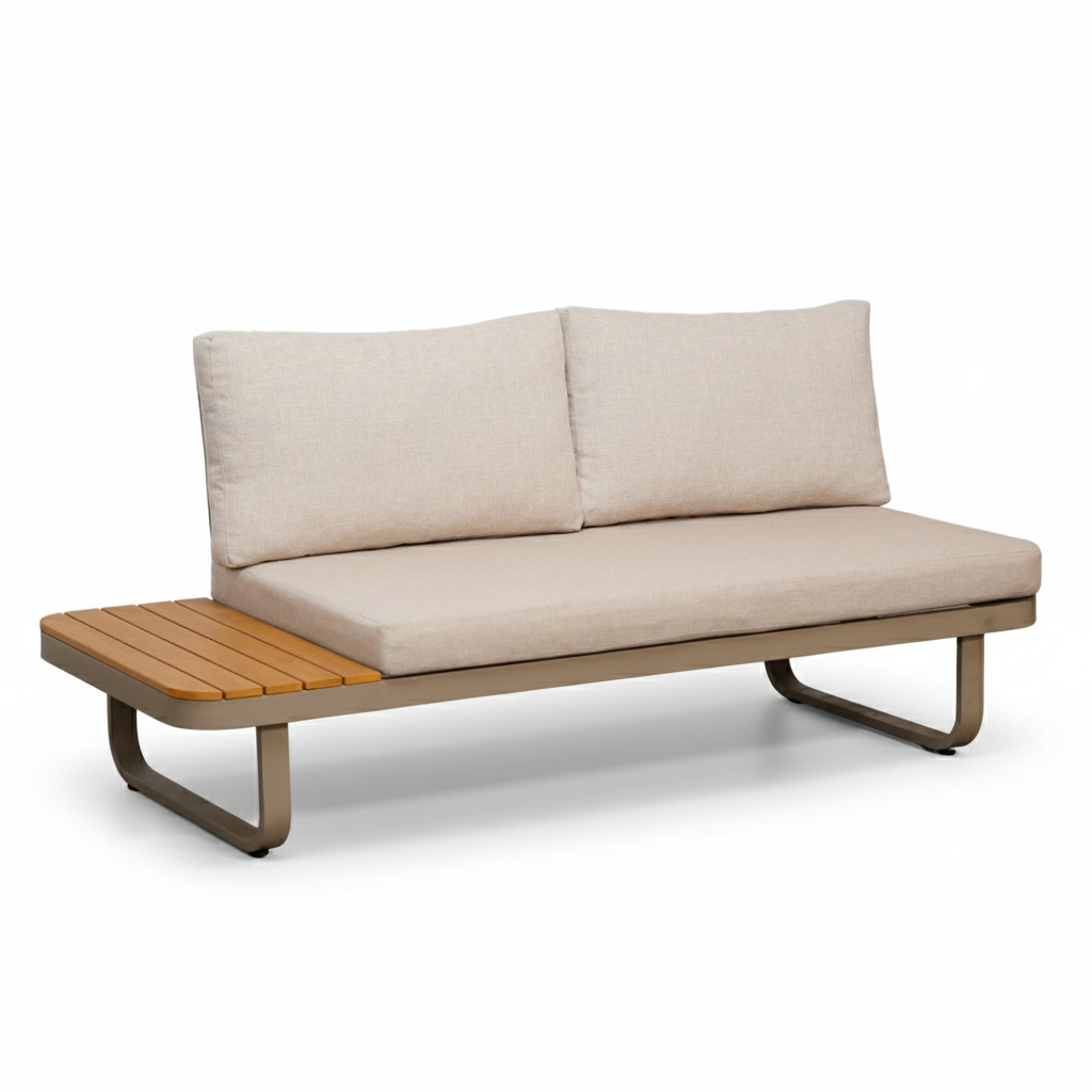 Montreal chaise longue balkon loungeset 4 personen | aluminium + polywood | beige | 3-delig