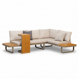 Montreal chaise longue balkon loungeset 4 personen | aluminium + polywood | beige | 3-delig