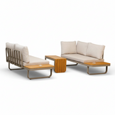 Montreal chaise longue balkon loungeset 4 personen | aluminium + polywood | beige | 3-delig