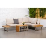 Montreal chaise longue balkon loungeset 4 personen | aluminium + polywood | beige | 3-delig