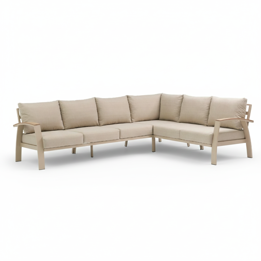 Bordeaux dining loungeset 6 personen | aluminium + polywood | beige | 4-delig - 290x225cm