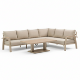Bordeaux dining loungeset 6 personen | aluminium + polywood | beige | 4-delig - 290x225cm