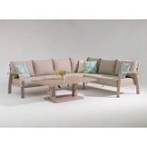 Bordeaux dining loungeset 6 personen | aluminium + polywood | beige | 4-delig - 290x225cm